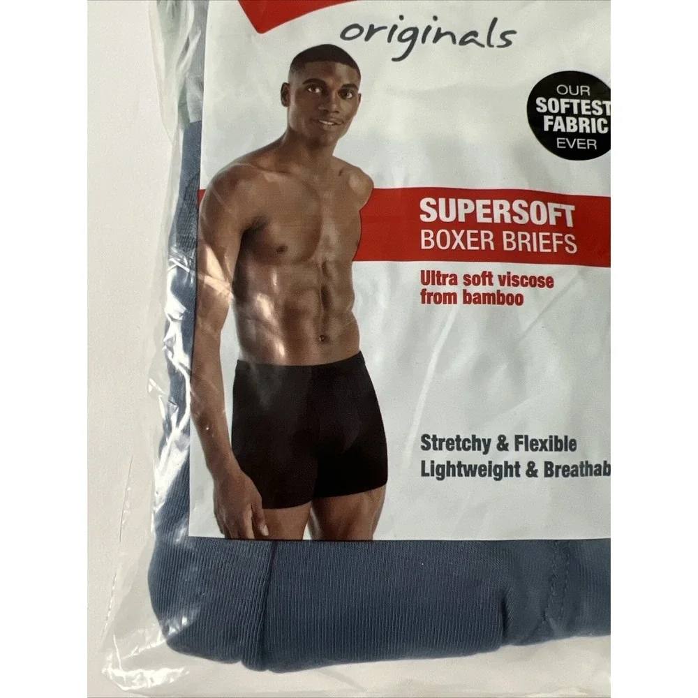 Hanes Boxer Briefs‎ Mens 2XL Multi Supersoft Bamboo Viscose Tagless 3-Pack C20